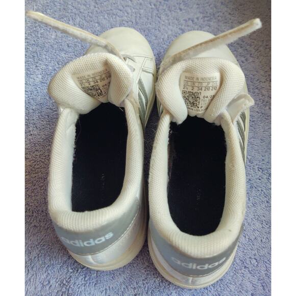 Adidas Grand Court 2.0 Shoes -White / Matte Silver - Kids - US Size 2.5 - Picture 8 of 16
